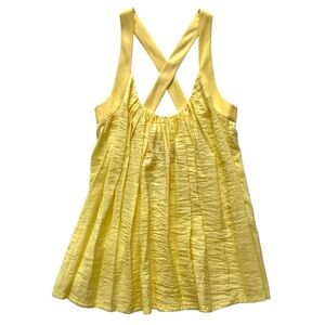 NWT Elizabeth and James Yellow Crinkle Pleated Cross Back Babydoll Tank Size XS